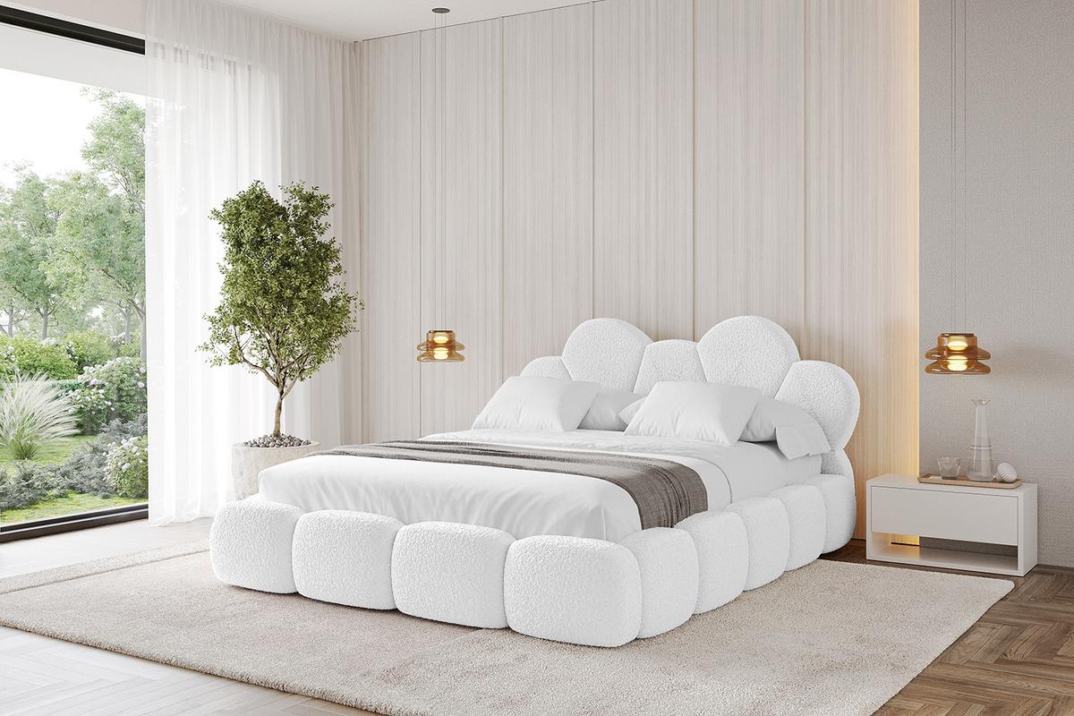 POLSTERBETT mit Bettkasten und Lattenrost, Bett mit Matratze H3/H4 - LANA 180x200 Weiß - Weiß, Holzwerkstoff/Textil (180/200cm) - ALTDECOR