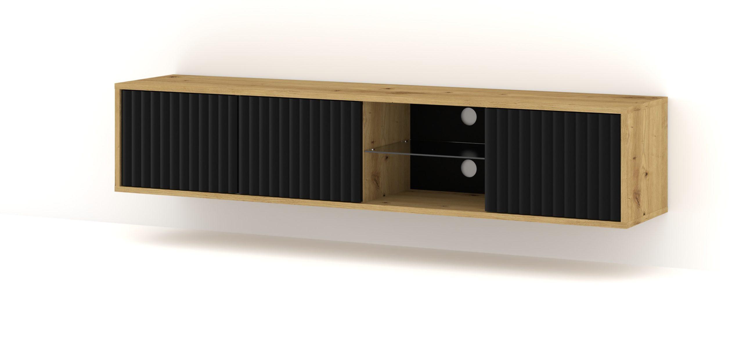 TV LOWBOARD Artisan Eiche, Schwarz 156/31/31 - Schwarz, Holzwerkstoff (156/31/31cm) - RAUMHIRSCH FURNITURE