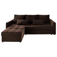 ECKSOFA KOS PIK Braun Plüsch-Stoff mit Schlaffunktion - Braun/Grau, Holz/Kunststoff (220/140cm) - MASSENO