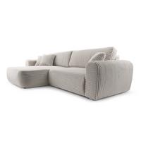 ECKSOFA VIVA Grau Kordstoff mit Schlaffunktion - Hellgrau, Holz (297/169cm) - MASSENO