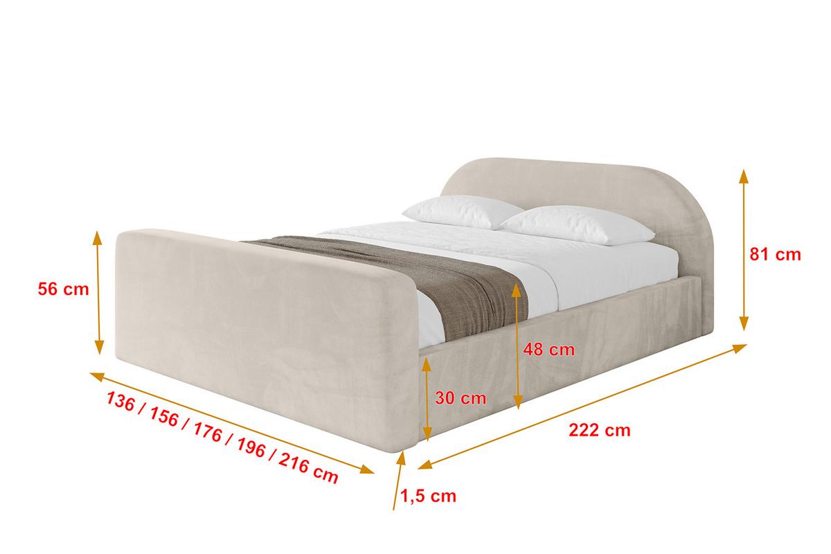 POLSTERBETT mit Bettkasten, Fußteil und Lattenrost, Boxbett mit Matratze H3/H4 - TIVON-Z-V1 180x200 Beige - Beige, Holzwerkstoff/Textil (180/200cm) - ALTDECOR