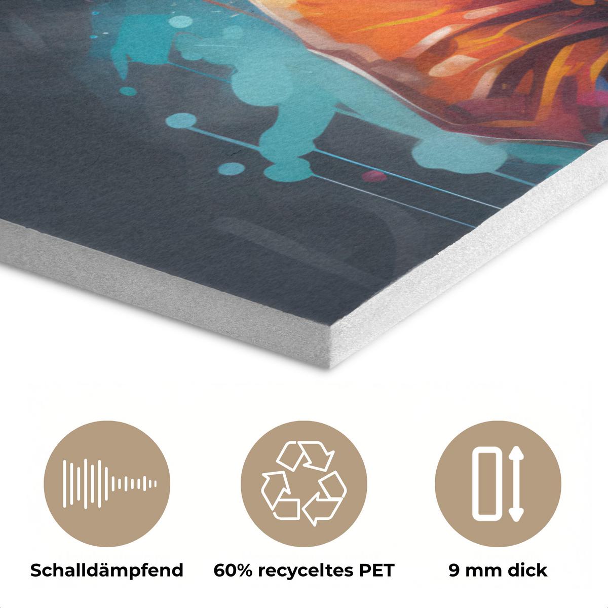 AKUSTIKBILD Panda - Jacke - Graffiti - Orange Wanddeko 70x50 cm - Orange, Kunststoff (70/50/0.9cm) - MuchoWow