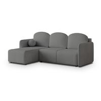 ECKSOFA SUVINO Grau Geflochtener Stoff mit Schlaffunktion - Grau, Holz (230/143cm) - MASSENO