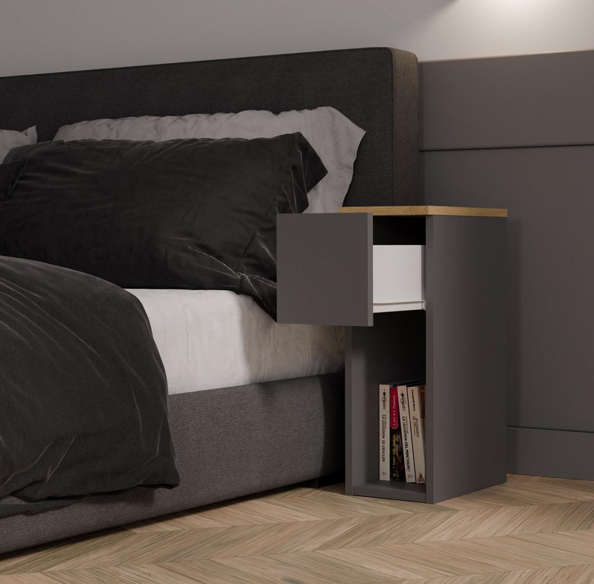 NACHTTISCH Anthrazit, Artisan 20/55/30 - Anthrazit, Holzwerkstoff (20/55/30cm) - RAUMHIRSCH FURNITURE