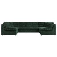 WOHNLANDSCHAFT COMODO U Grün Cord - Silberfarben/Grün, Textil/Metall (340/93/206cm) - MKS