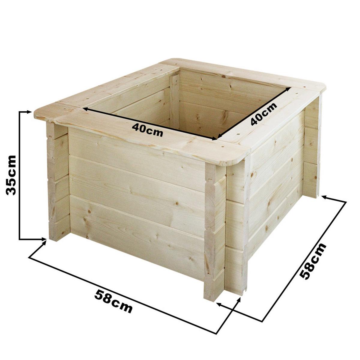 HOCHBEET HOLZ - 58x58xH35 cm - M616 - Beige, Holz (58/35/58cm) - Timbela