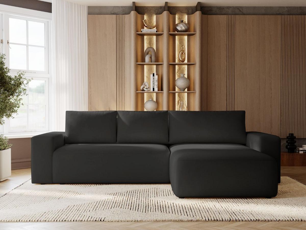 ECKSOFA Tazones Schwarz Rechts - Schwarz, Holz/Kunststoff (250/165cm) - Graingold