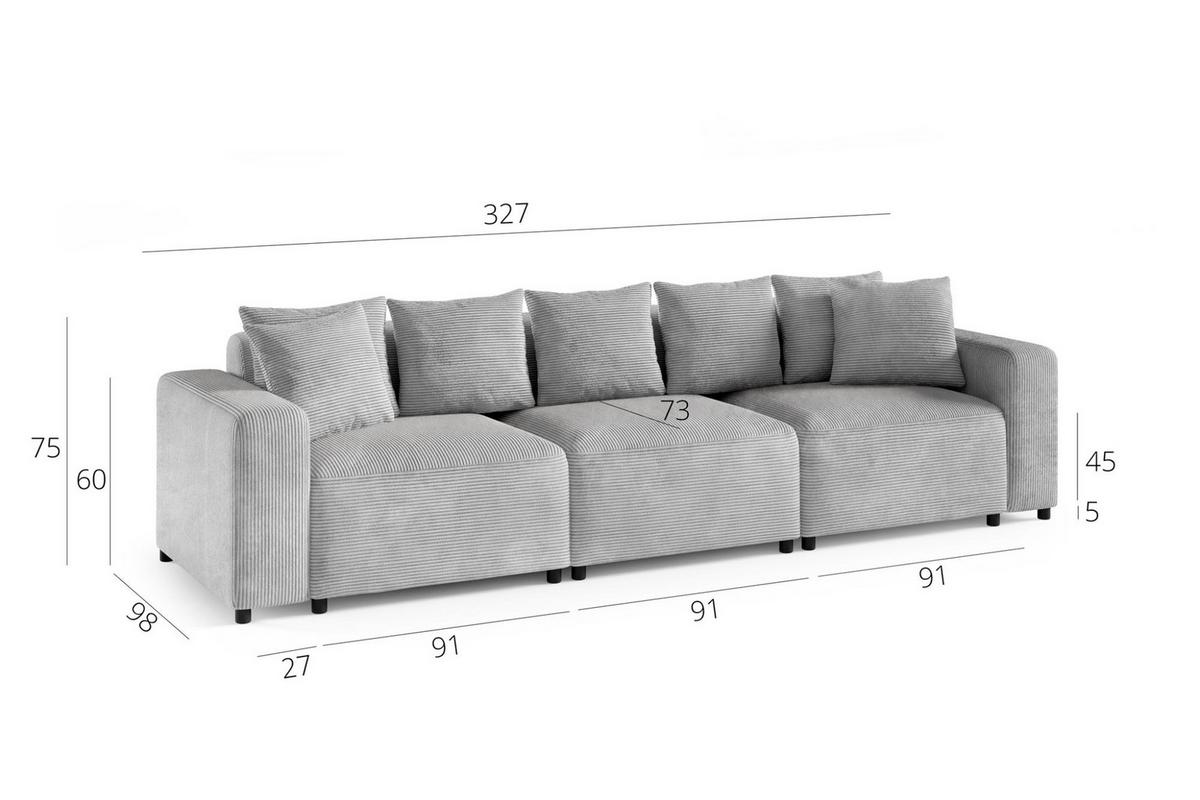 SOFASET Megan 3-2-1 In Salvador - Beige, Holzwerkstoff/Textil (327/75/98cm) - Fun Möbel