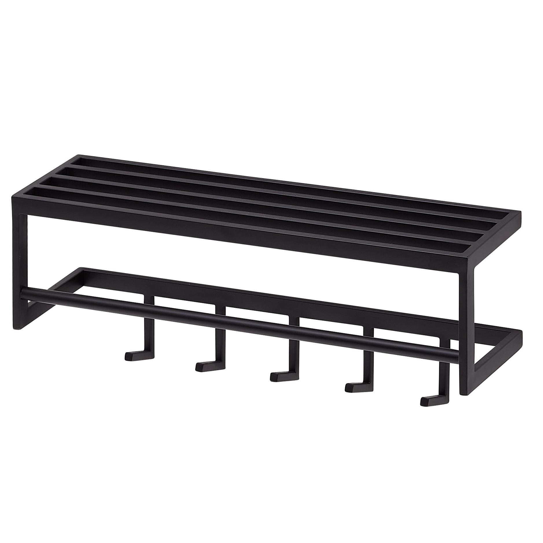 WANDGARDEROBE Metall Schwarz Modern mit 5 Haken und Kleiderstange - Schwarz, Metall (70/20/20cm) - KADIMA DESIGN