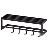 WANDGARDEROBE Metall Schwarz Modern mit 5 Haken und Kleiderstange - Schwarz, Metall (70/20/20cm) - KADIMA DESIGN