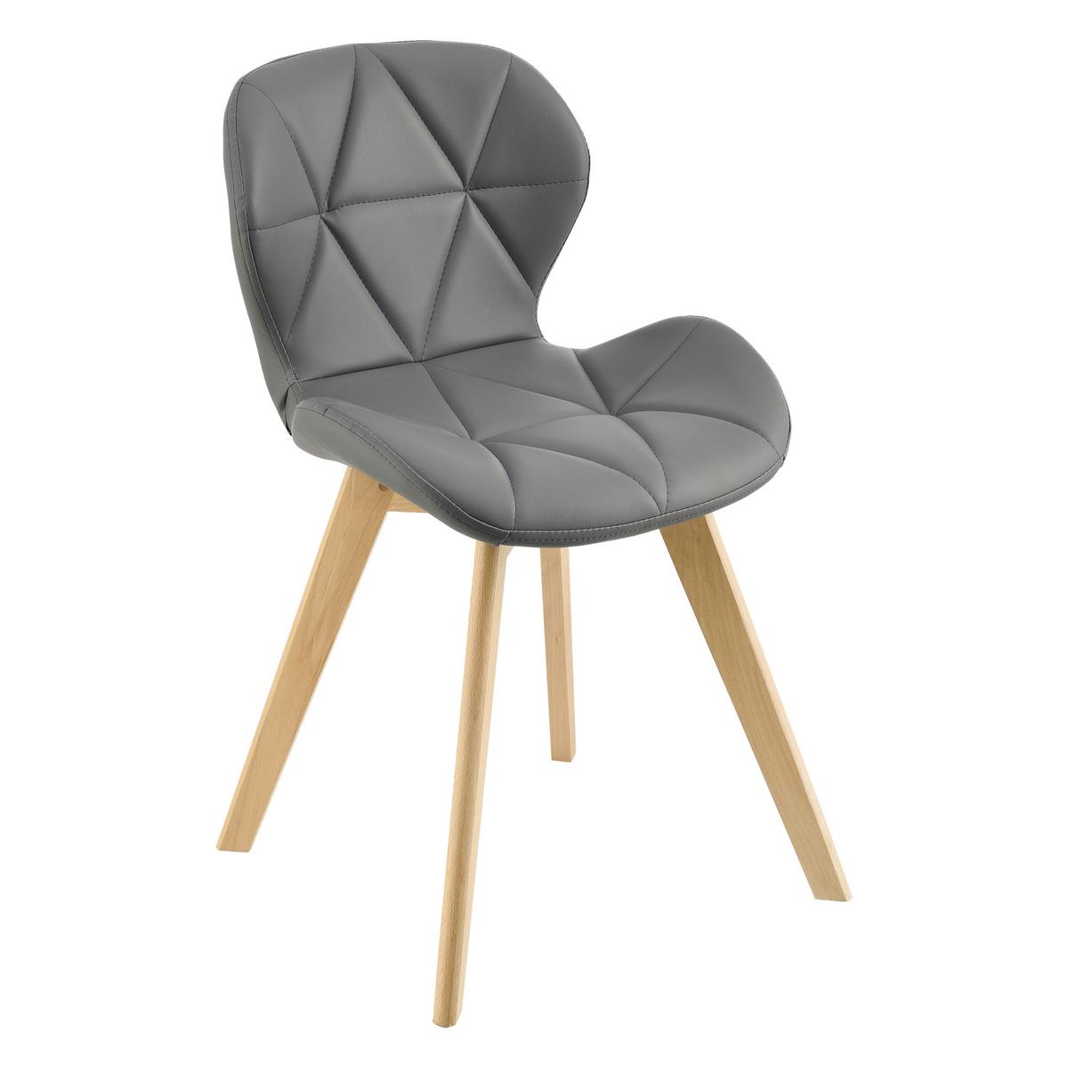 ESSZIMMERSTUHL-SET 2 TLG. Älmhult - Grau, Leder (47/78/52cm) - [en.casa]