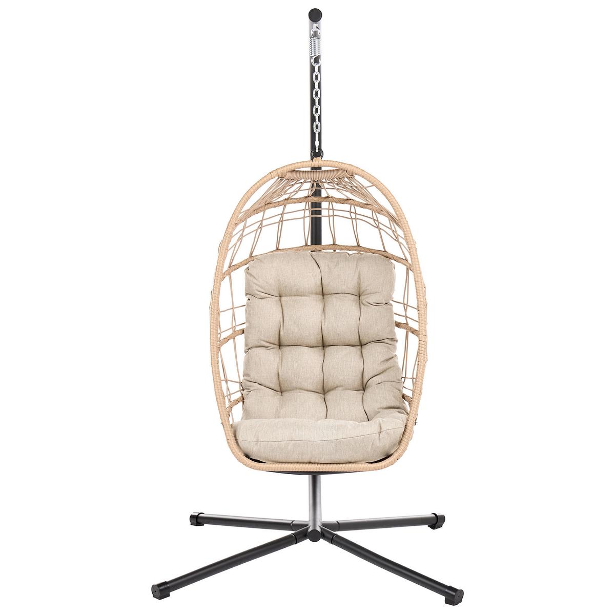HÄNGESESSEL mit Gestell Metall Naturfarben Mornese - Beige/Schwarz, Textil (102/195/104cm) - Beliani