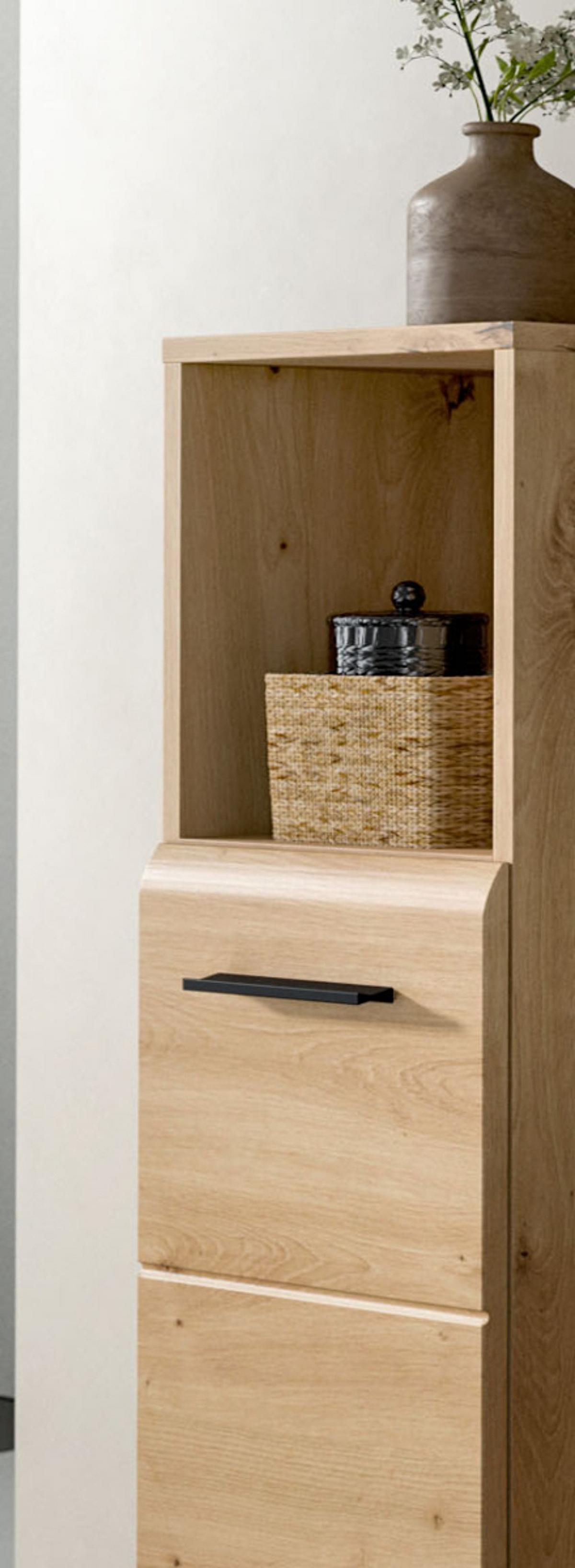 BADMÖBEL-SET 4-teilig in Artisan Eiche, Badkombination 150 x 185 cm, Cover - Schwarz/Eiche Artisan, Glas/Holzwerkstoff (150/185/30cm) - Inn.Furn
