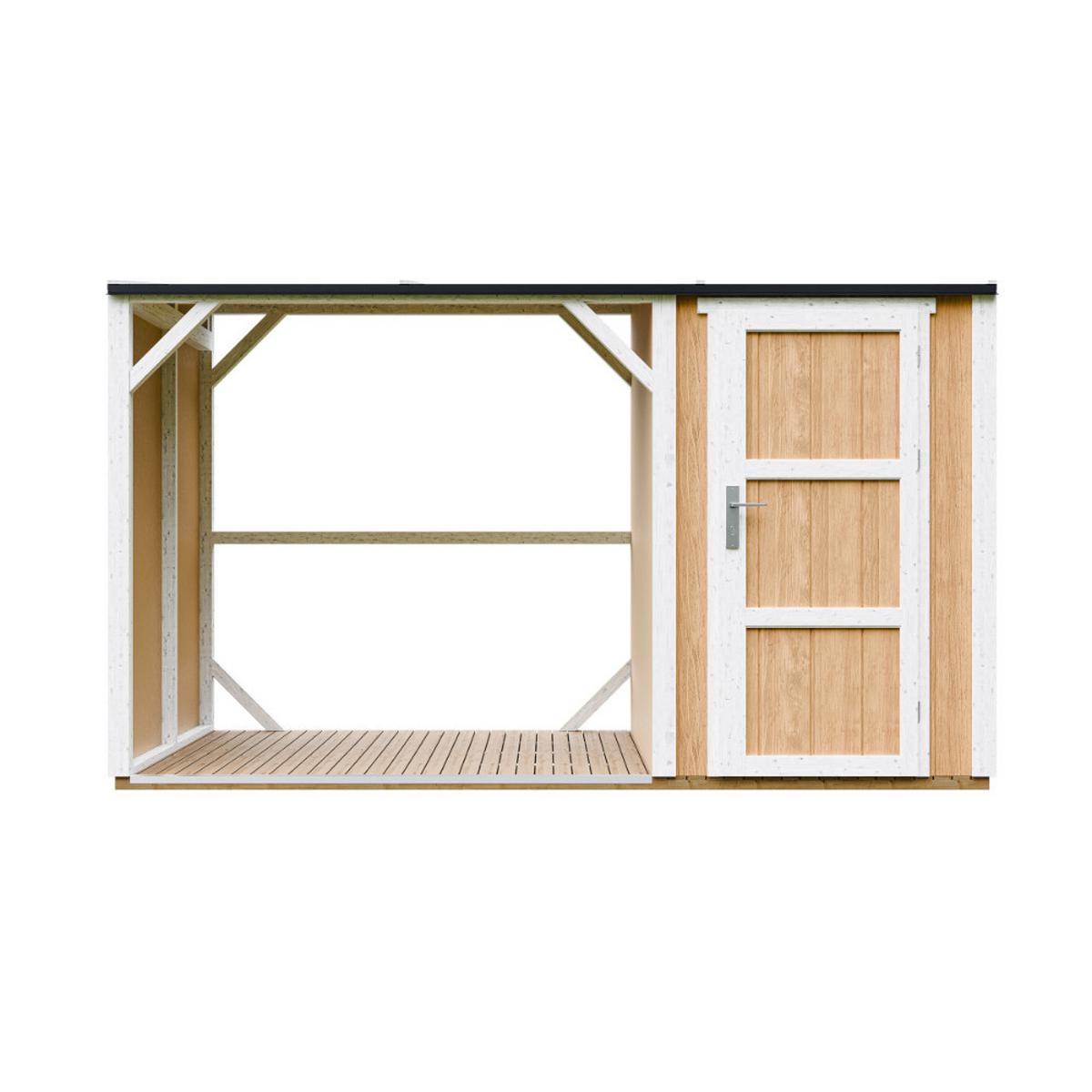 BRENNHOLZLAGER mit geschlossenem Stauraum 4,14 m² M985-HARVEST HONEY - Gelb, Holz (120/220/345cm) - Timbela