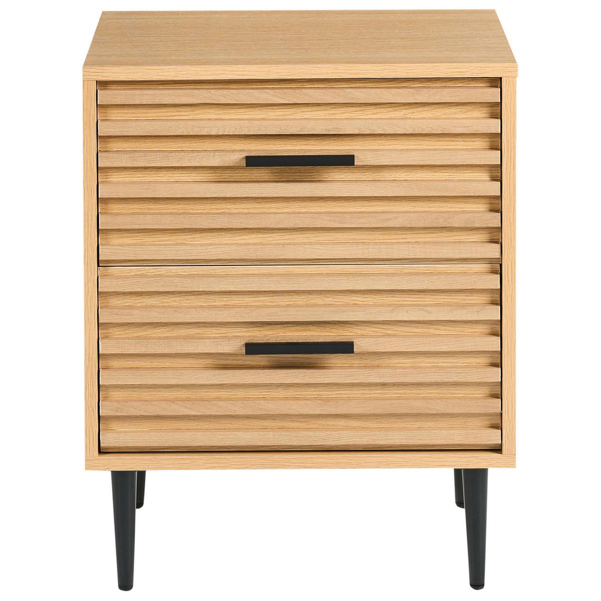 NACHTTISCH mit 2 Schubladen Hellbraun Keith - Hellbraun, Holzwerkstoff (40/48/60cm) - Beliani