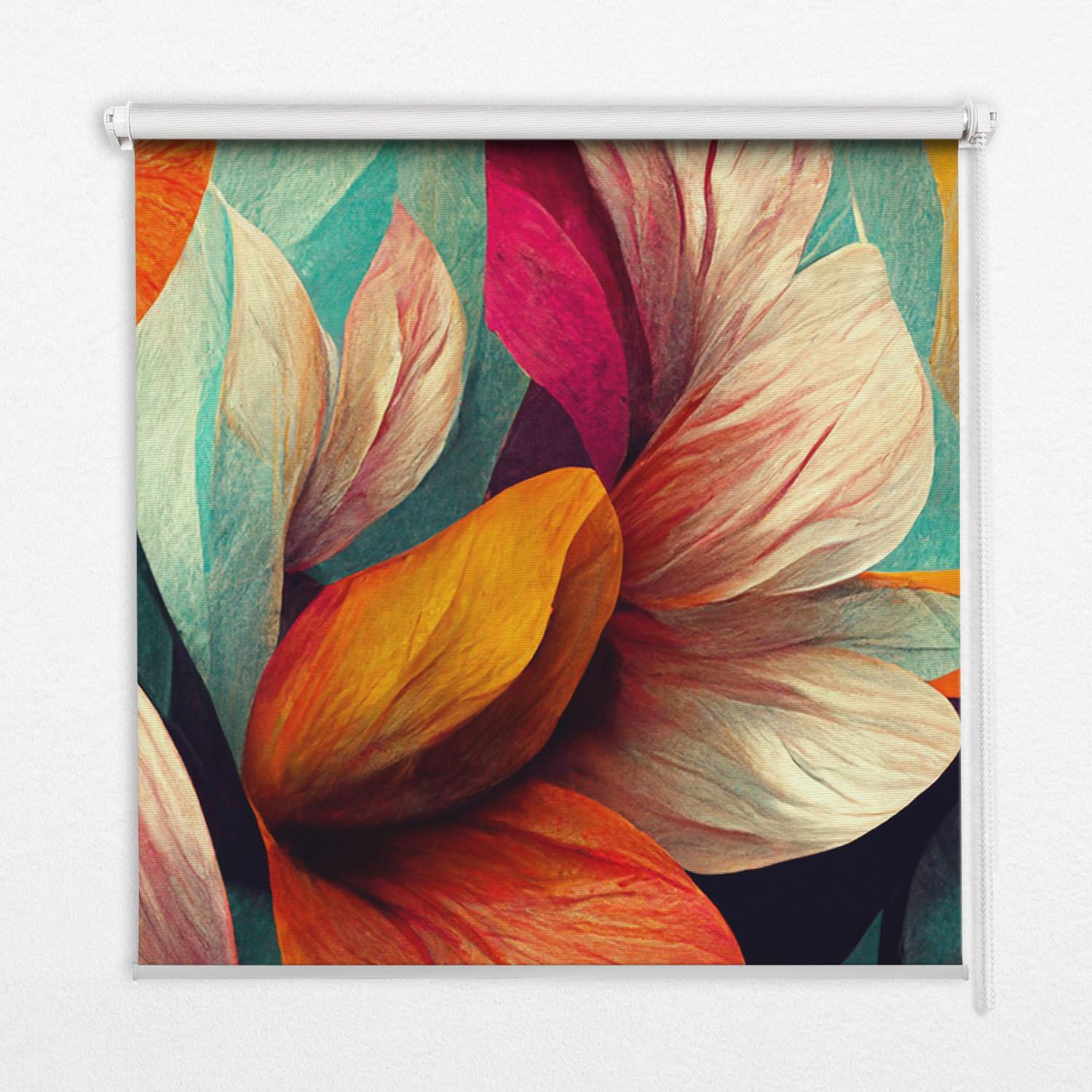 INNENROLLO - Fensterrollo - Rollo - 100x140 cm - Blumen in Abstraktion - Blau, Kunststoff (100/140/0.5cm) - TULUP