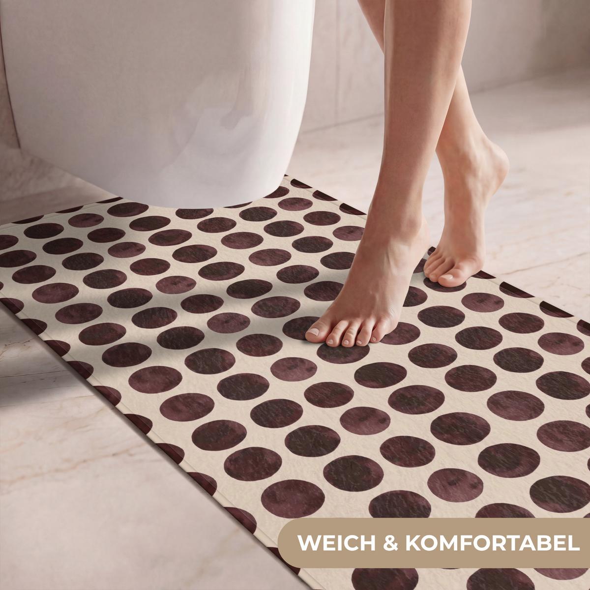 WC-VORLEGER Polka dots - Muster - Braun Toilettenvorleger 60x120 cm - Bordeaux, Textil (60/1cm) - OnlyWow