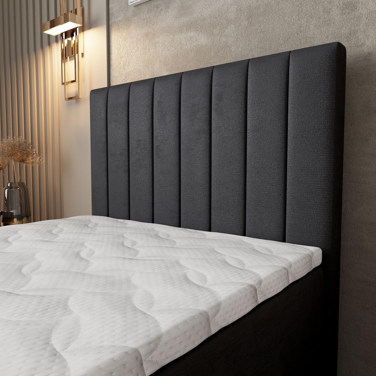 BOXBETT ARION 90 90x200 cm mit Matratze und Topper, H2+H3 - Schwarz - Schwarz, Holz (90/200cm) - MASSENO