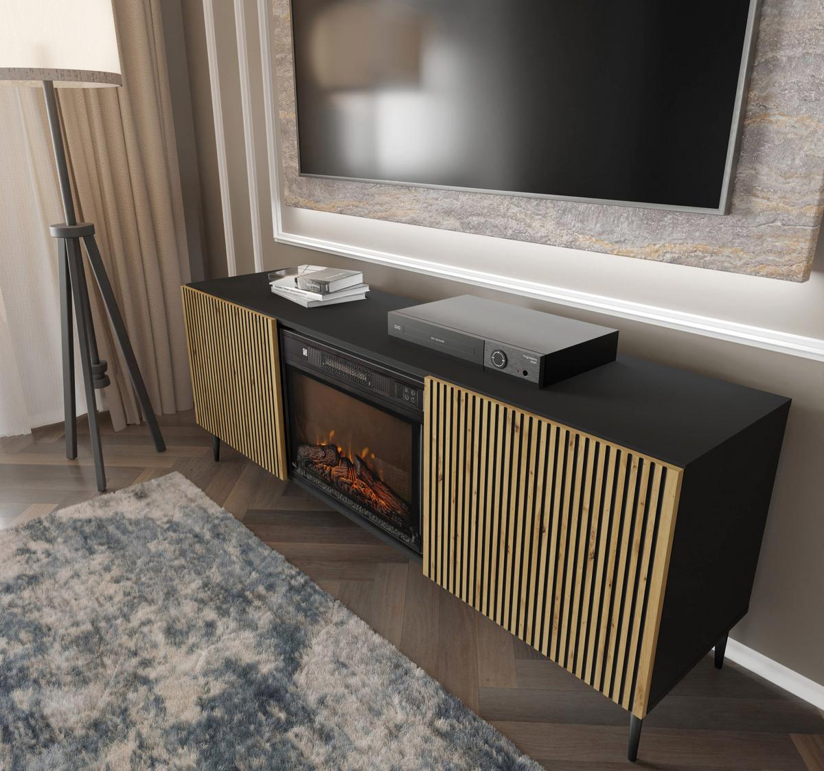KOMMODE Artisan Eiche, Schwarz 170/63/42 - Schwarz, Holzwerkstoff (170/63/42cm) - RAUMHIRSCH FURNITURE