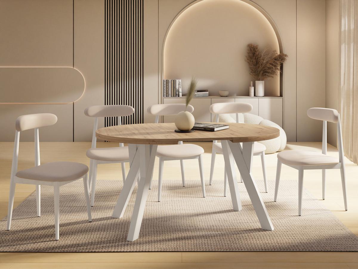 ESSTISCH Vero rund ausziehbar verlängerbar, Eiche Artisan Hellbraun 80-130/80/77 cm - Eiche Artisan/Weiß, Holz/Holzwerkstoff (80/130/76.5cm) - WFL GROUP