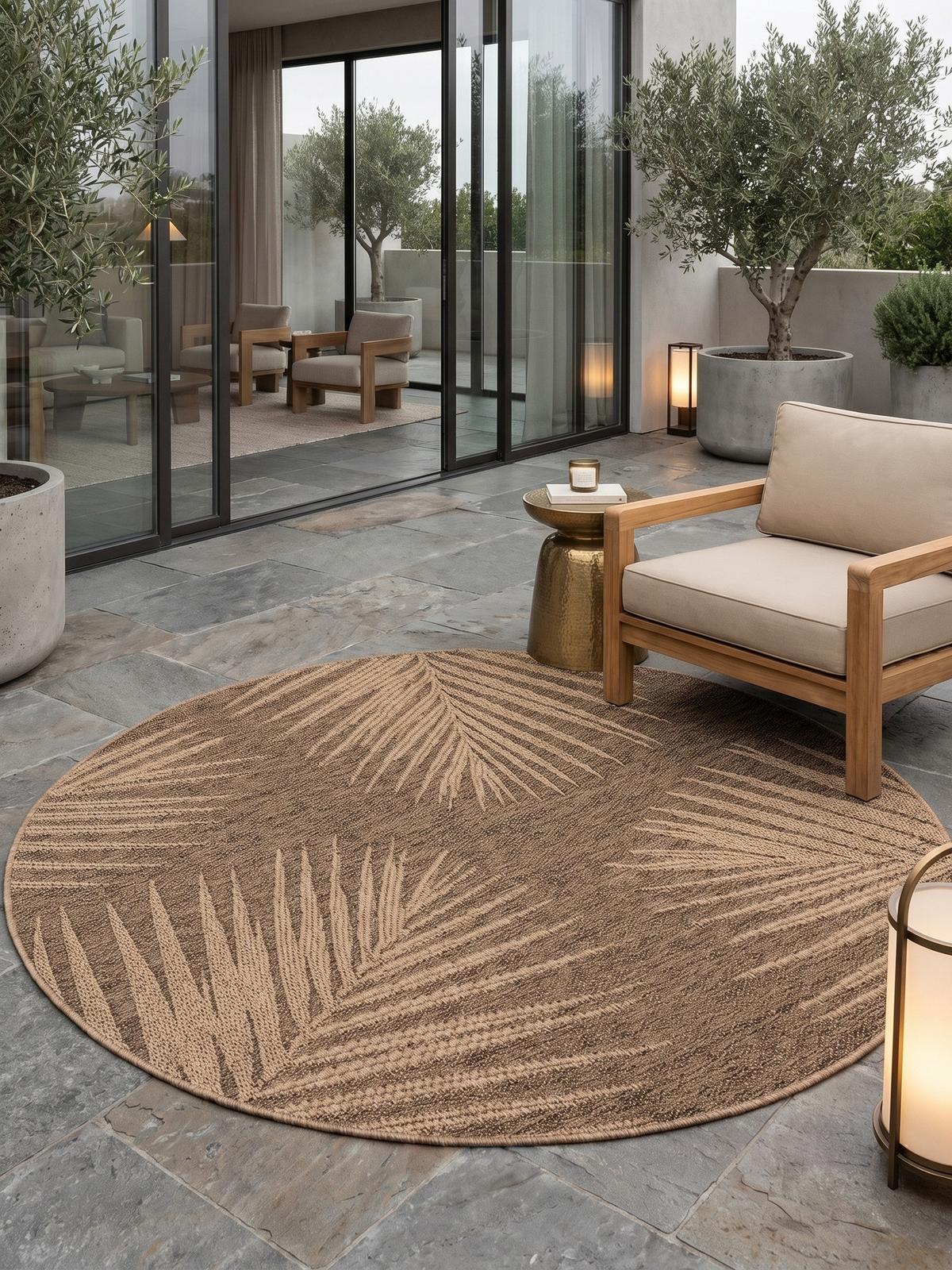 TEPPICH Outdoor ARLBERG in Braun, in Jute-Optik, Ø 200 cm - Braun, Textil (200/200cm) - KADIMA DESIGN