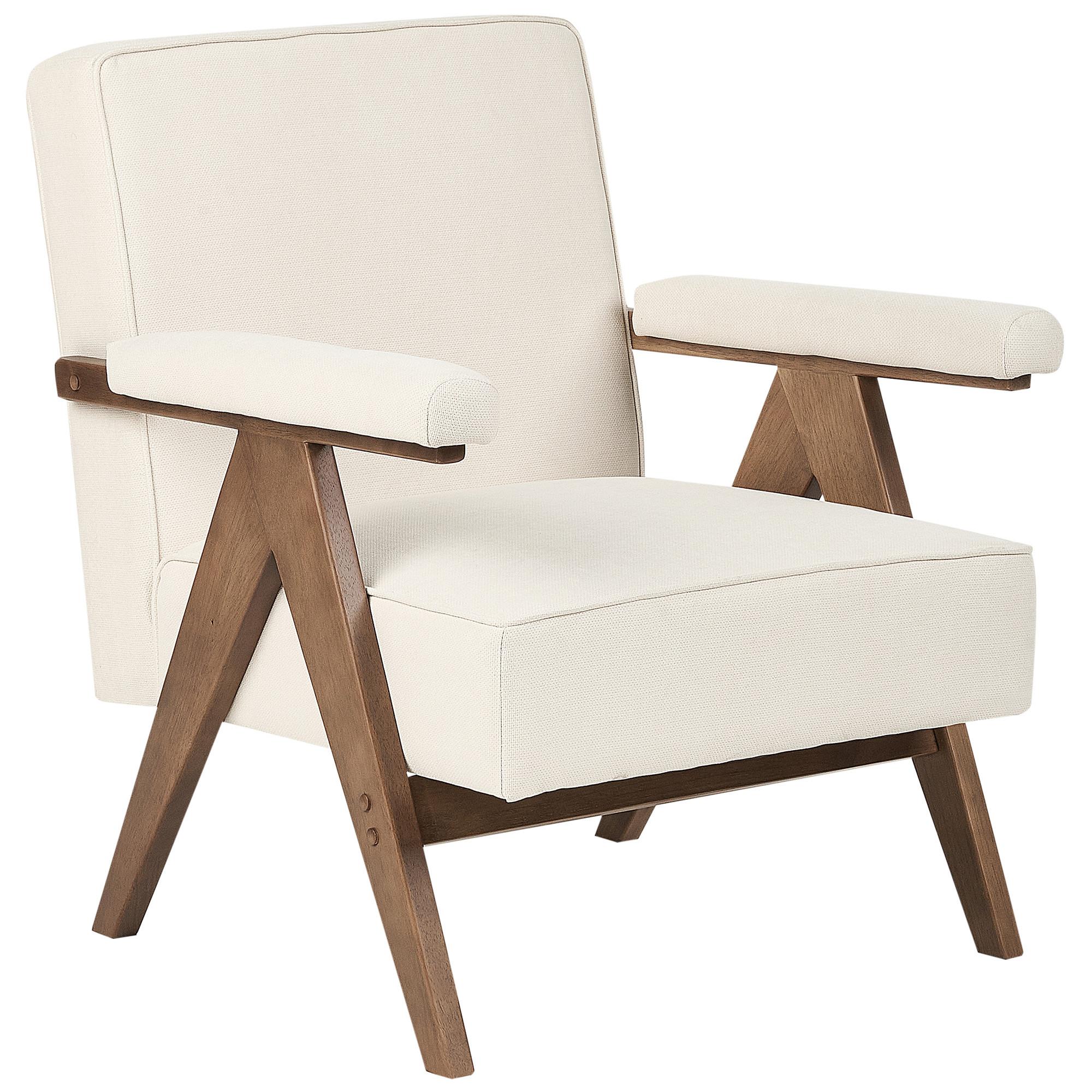 SESSEL Creme Evje - Beige/Dunkelbraun, Textil (65/81/57cm) - Beliani