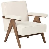 SESSEL Creme Evje - Beige/Dunkelbraun, Textil (65/81/57cm) - Beliani