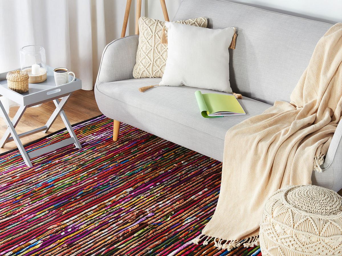 TEPPICH geflochten Bartin 200/140 cm - Multicolor, Kunststoff (140/200cm) - Beliani