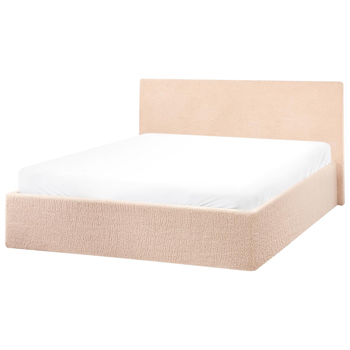 BETT mit Stauraum 120/200 cm Bouclé Beige Orbey - Beige, Textil (120/200cm) - Beliani