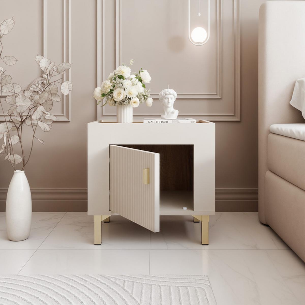NACHTSCHRANK AVENA 48/36/47 cm Kaschmir/Eiche - Kaschmir, Holzwerkstoff/Kunststoff (48/47/36cm) - Idohome
