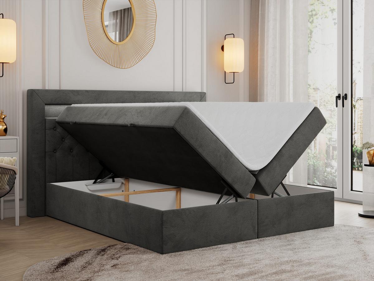 BOXBETT GOLD-6 LED 200/200 Dunkelgrau Velvet - H4 - Dunkelgrau, Holz/Textil (200/200cm) - MKS