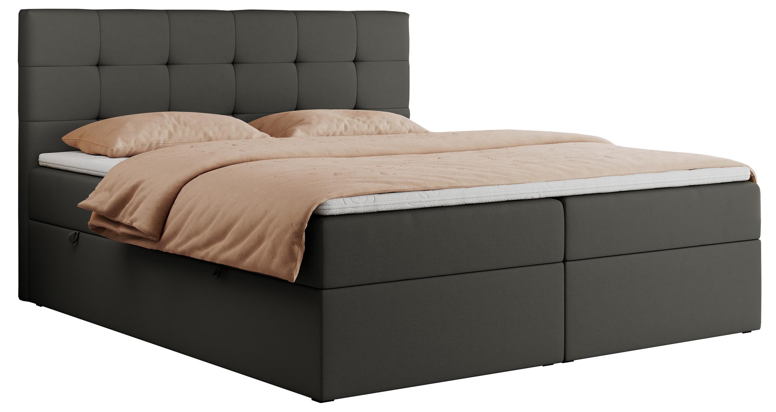 BOXBETT CENTO 200/200 Dunkelgrau Kunstleder - H3 - Dunkelgrau, Holz/Textil (200/200cm) - MKS