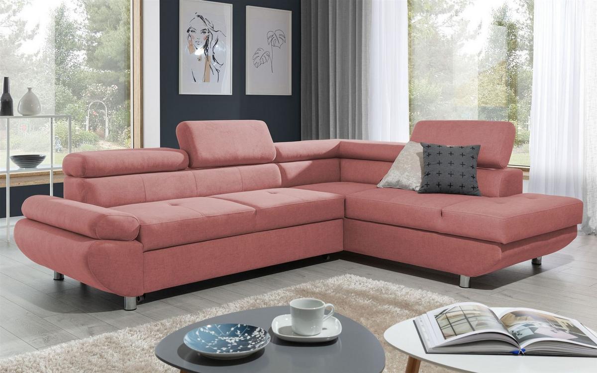ECKSOFA Schlafsofa Panos In Esito - Rosa, Holzwerkstoff/Textil (210/275cm) - Fun Möbel