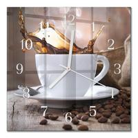 WANDUHR aus Glas 30x30 cm - Kaffee - Braun, Glas (30/30/0.4cm) - TULUP