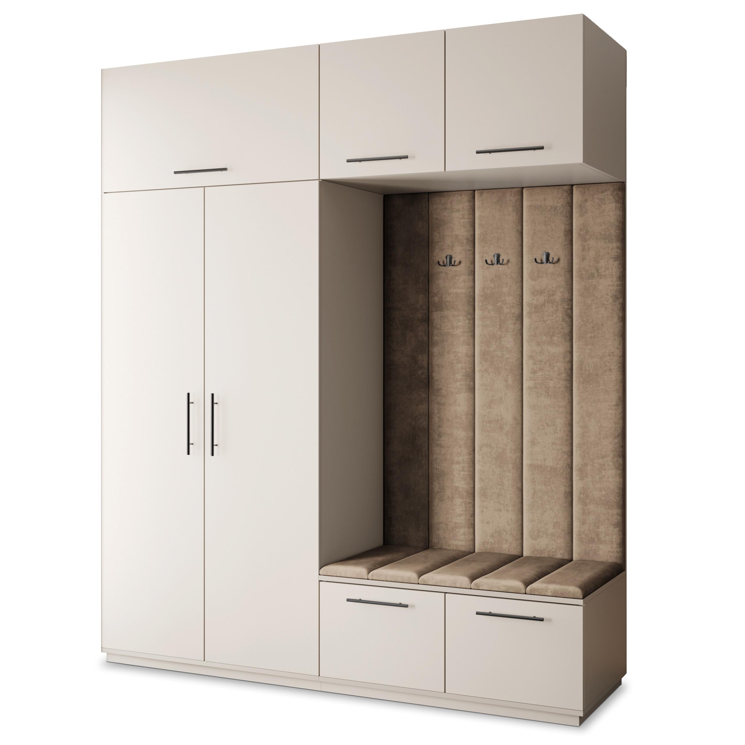 GARDEROBENSCHRANK REMA 200/240/60 cm Modern Garderobe-Set Kaschmir - Kaschmir/Mokka, Holzwerkstoff (200/240/60cm) - MASSENO