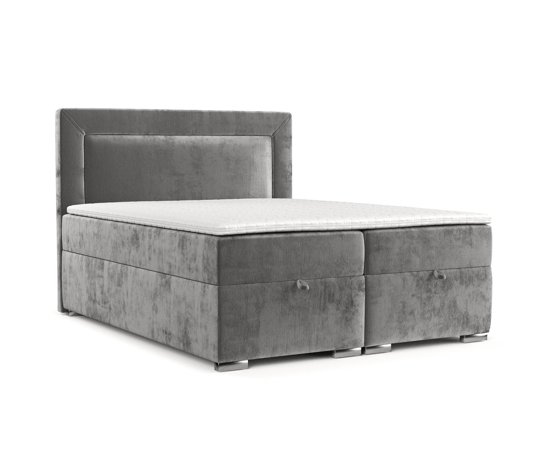 BOXBETT Lontano 140/200 cm Grau im Lotta Stoff - Chromfarben/Grau, Holz/Holzwerkstoff (140/200cm) - AltaBeds