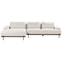 3-SITZER-ECKSOFA hellbeige linksseitig Mariferd - Beige/Dunkelbraun, Textil (316/146cm) - Beliani