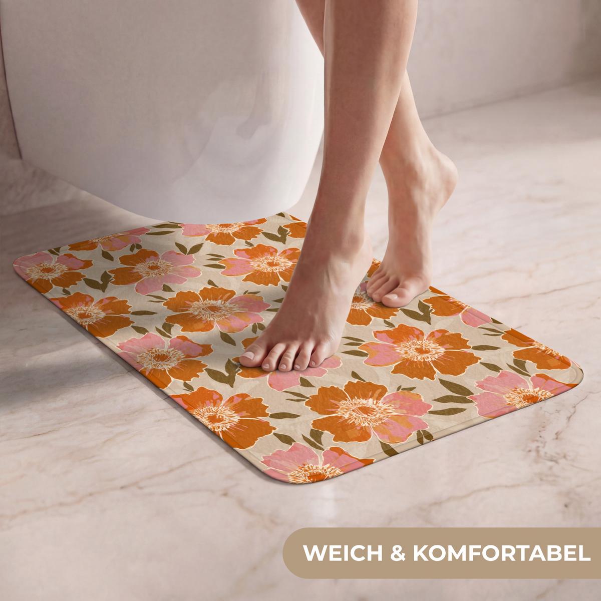 WC-VORLEGER Blumen - Motiv - Retro WC Teppich 40x60 cm - Multicolor, Textil (40/1cm) - OnlyWow