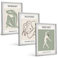 BILDER SET 3er Set - 40x60 cm Silberner Rahmen - Stilvolle minimalistische Charaktere - Silberfarben, Kunststoff (40/60cm) - TULUP