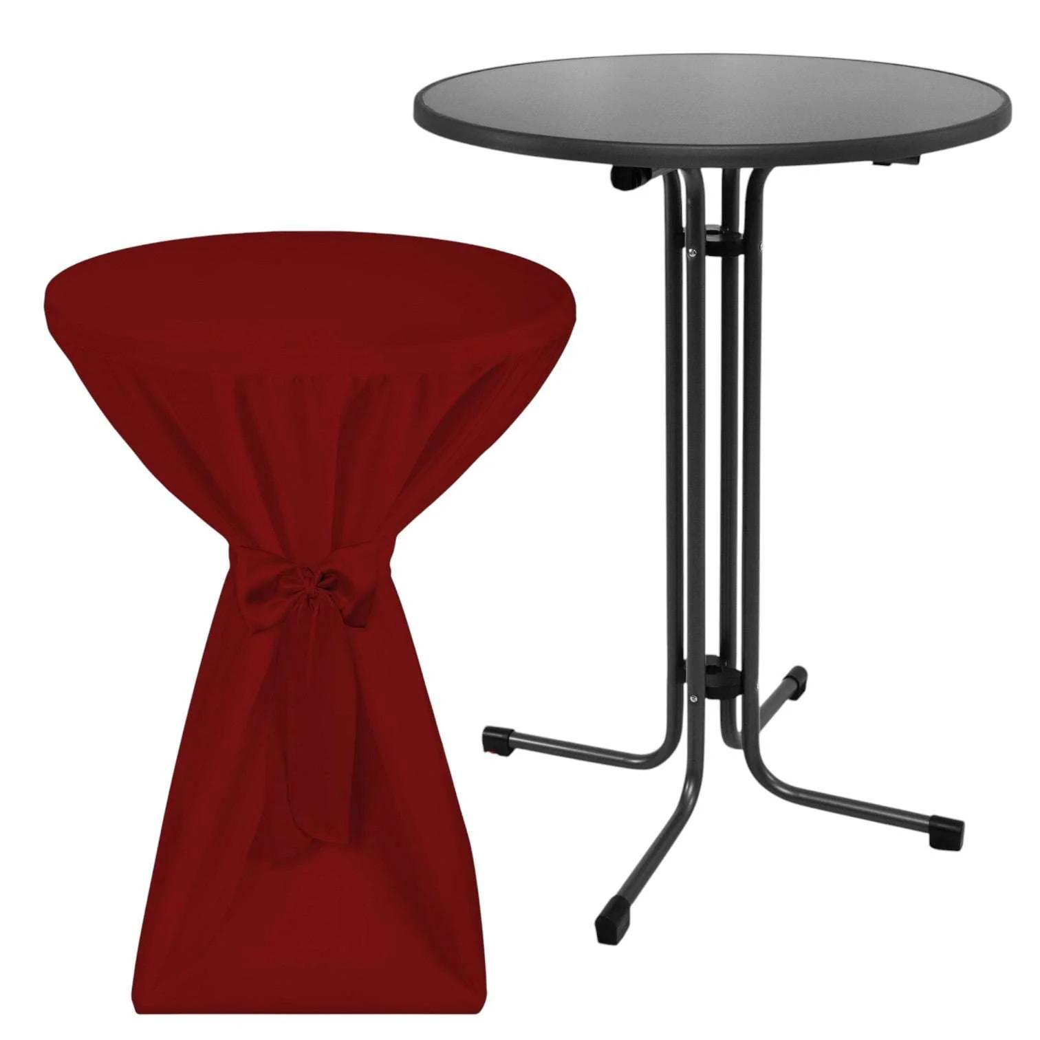 STEHTISCH Sylt Ø 70cm Grau mit Premium Stehtischhusse Ø 70cm Bordeaux - Bordeaux/Rot, Kunststoff/Textil (70/70/110cm) - Beautissu 