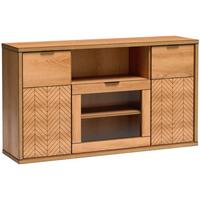 VITRINE Fun mit 3 Türen, ohne Beinen, Karamell-Eiche - Eichefarben/Schwarz, Holzwerkstoff (158/90/41cm) - Beautysofa