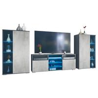 WOHNWAND Davos Beton Oxid Optik - Hellgrau, Holzwerkstoff (329/134/35cm) - Vladon