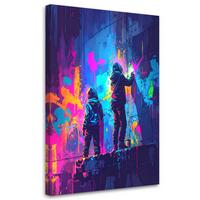 LEINWANDBILD Graffiti Street Art Abstrakt 80x120cm - Multicolor, Textil (80/120cm) - Feeby