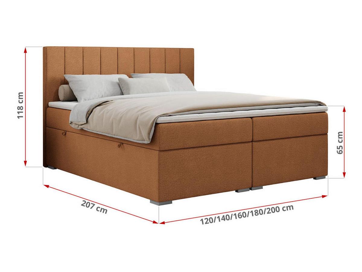 BOXBETT ALLY 160/200 Orange Struktur - H3 - Orange, Holz/Textil (160/200cm) - MKS
