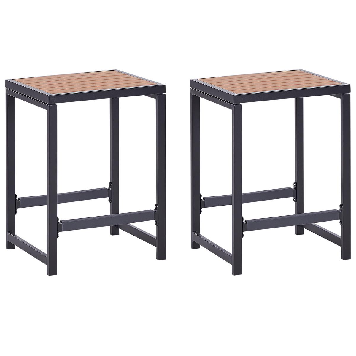 GARTENSTUHL Schwarz Avetrana - Hellbraun/Schwarz, Metall (40/61/38cm) - Beliani