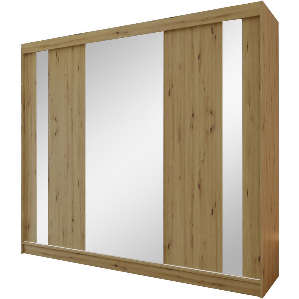 SCHWEBETÜRENSCHRANK Gaja II 240/216/61 eiche Artisan mit Spiegel und Schubladen - Eiche Artisan, Holzwerkstoff (240/216/61cm) - Beautysofa