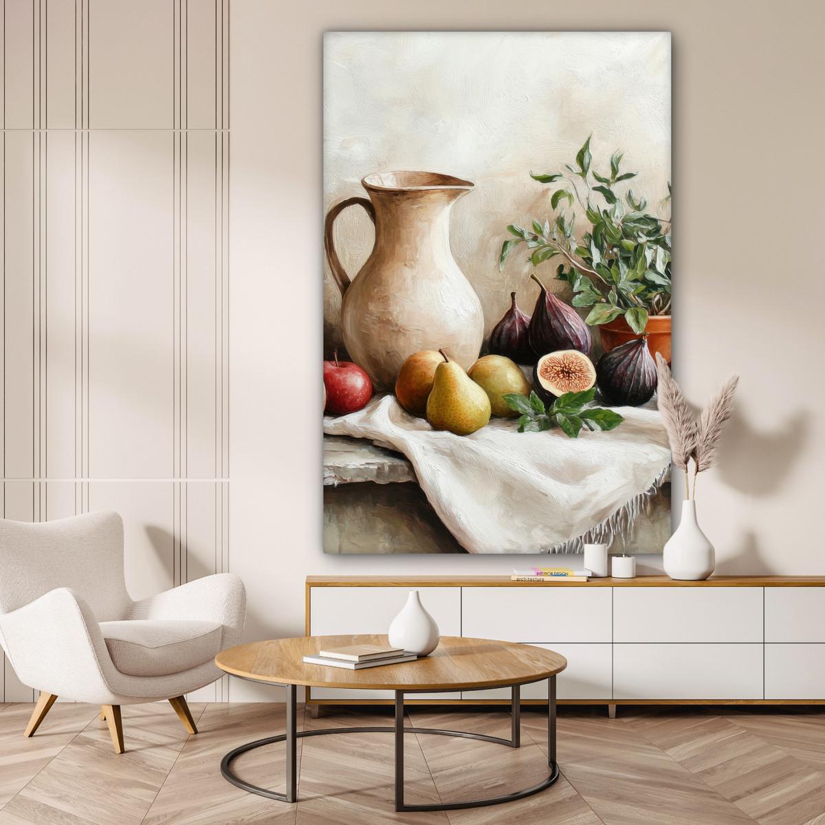 LEINWANDBILD Obst - Kräuter - Ländlich Deko Groß 90x140 cm - Naturfarben, Textil (90/140cm) - MuchoWow