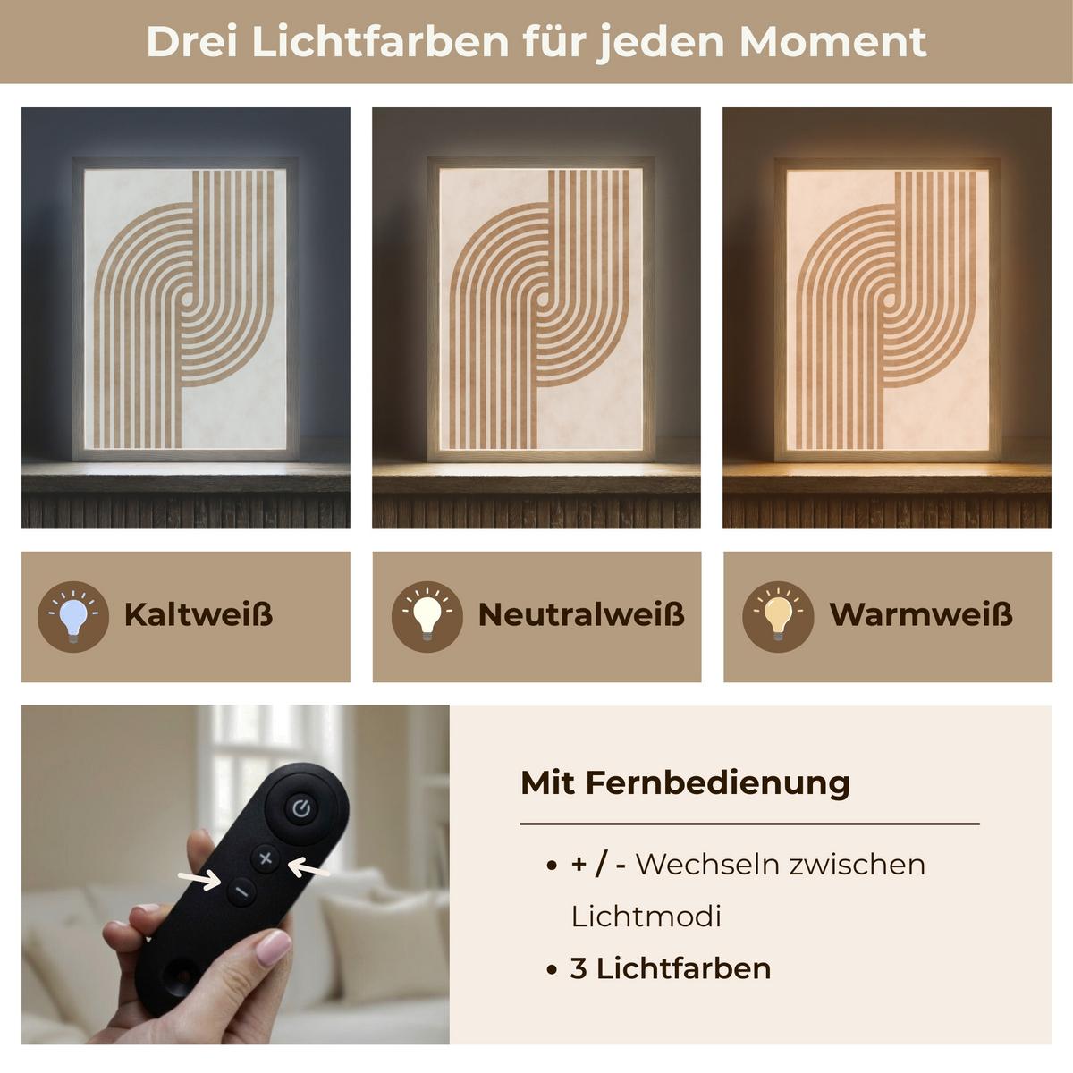 WANDLEUCHTE MIT AKKU Symmetrische Biegung - kupferfarbig 30x40 cm - Beige, Holzwerkstoff (30/40/8cm) - OnlyWow