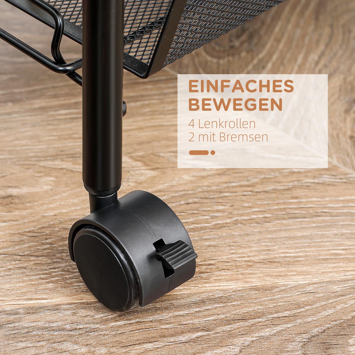 SERVIERWAGEN abnehmbar, Stahl, Schwarz - Schwarz, Metall (26.5/84/45cm) - HOMCOM
