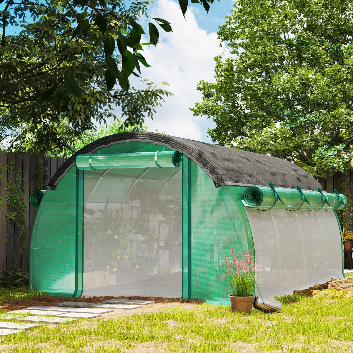 FOLIENTUNNEL, 400L x 300B x 198H cm - Grün, Kunststoff/Metall (300/198/400cm) - Outsunny